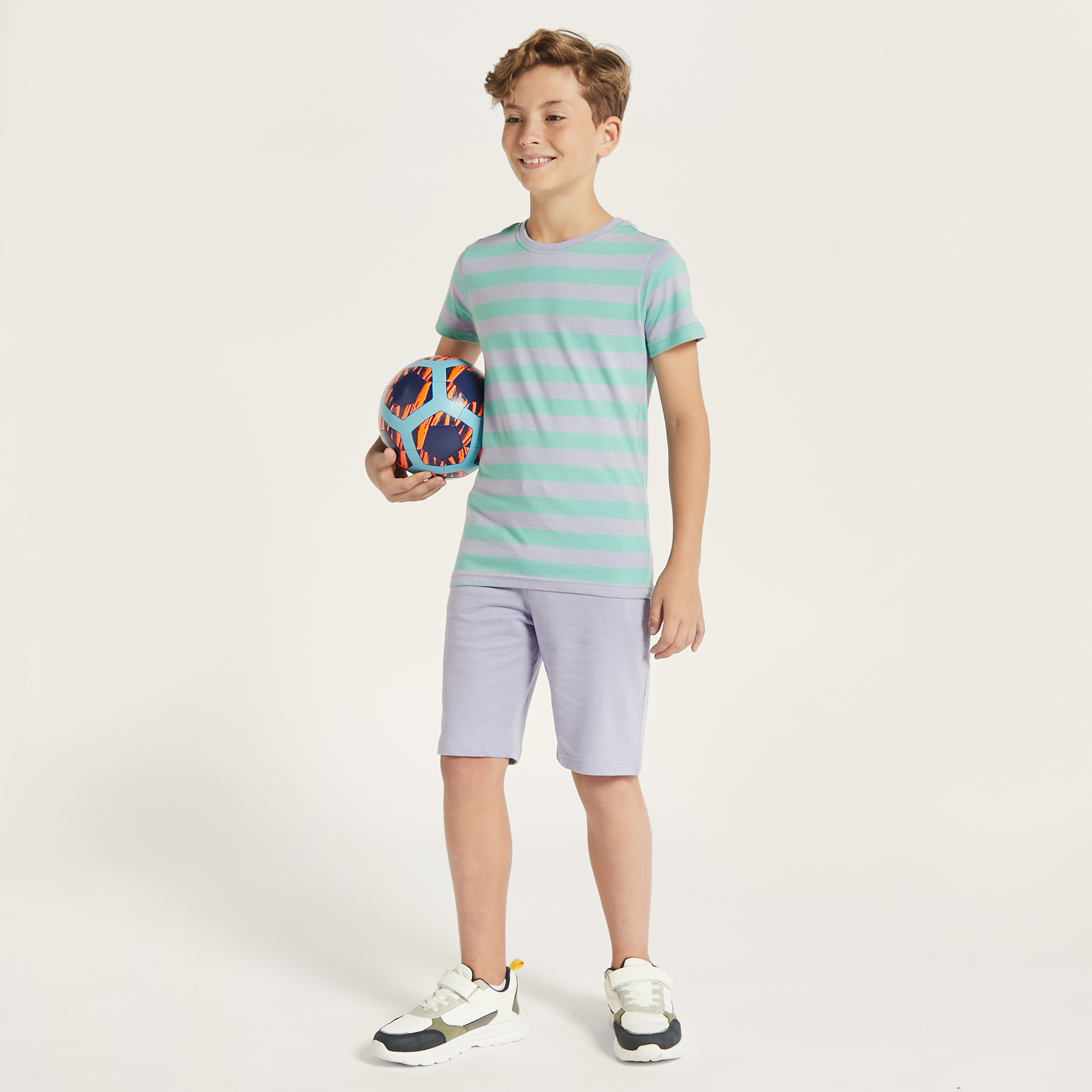 Juniors Striped T-shirt with Round Neck and Short Sleeves-boys-clothing-tshirtsandpolos-image-2