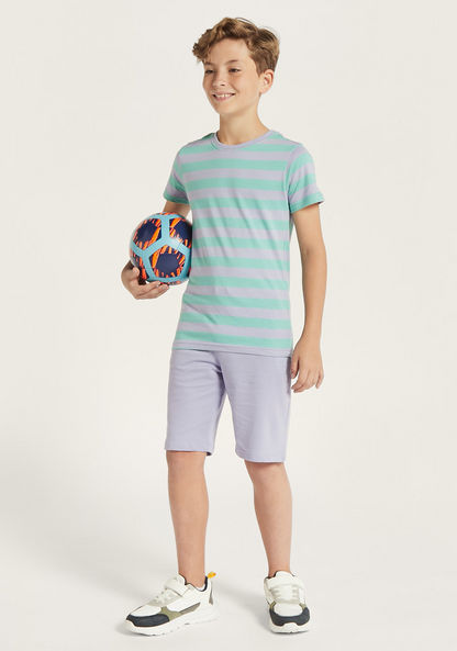 Juniors Striped T-shirt with Round Neck and Short Sleeves-T Shirts-image-1