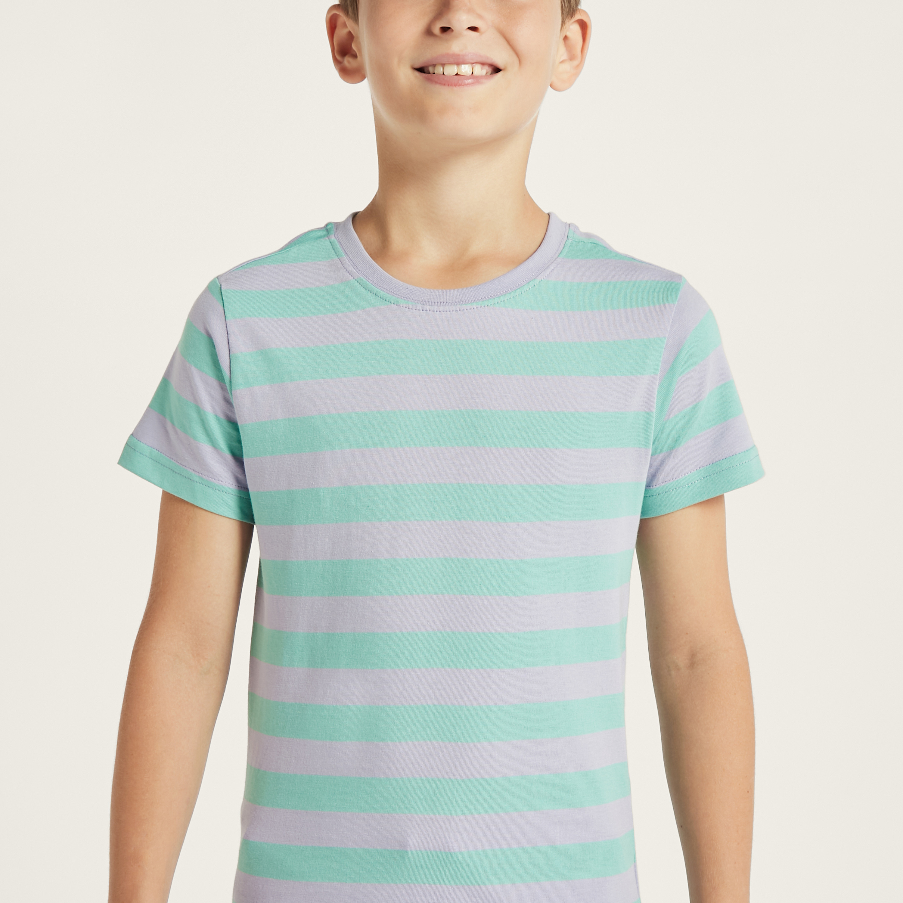 Juniors Striped T-shirt with Round Neck and Short Sleeves-boys-clothing-tshirtsandpolos-image-3