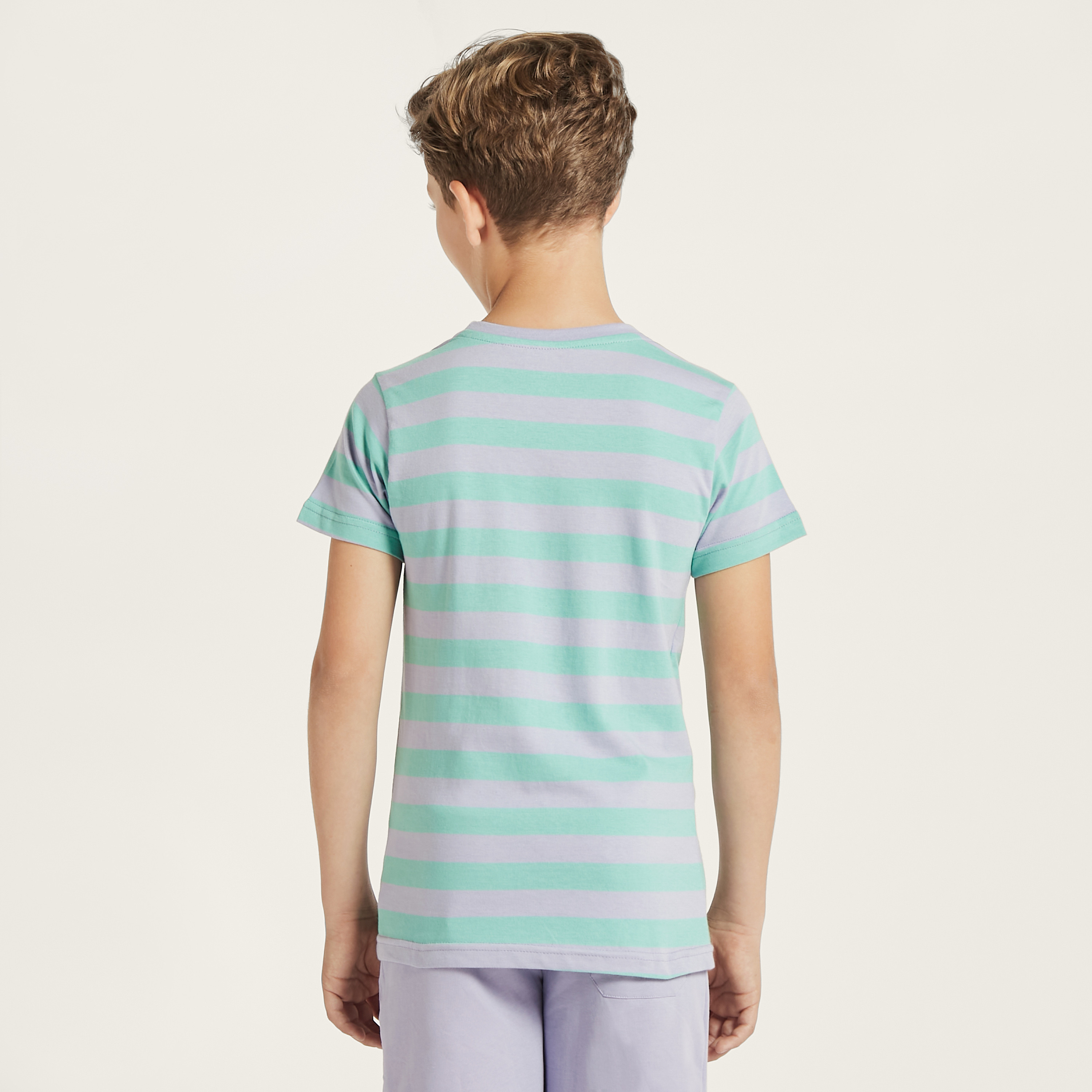 Juniors Striped T-shirt with Round Neck and Short Sleeves-boys-clothing-tshirtsandpolos-image-4