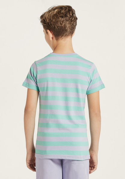 Juniors Striped T-shirt with Round Neck and Short Sleeves-T Shirts-image-3