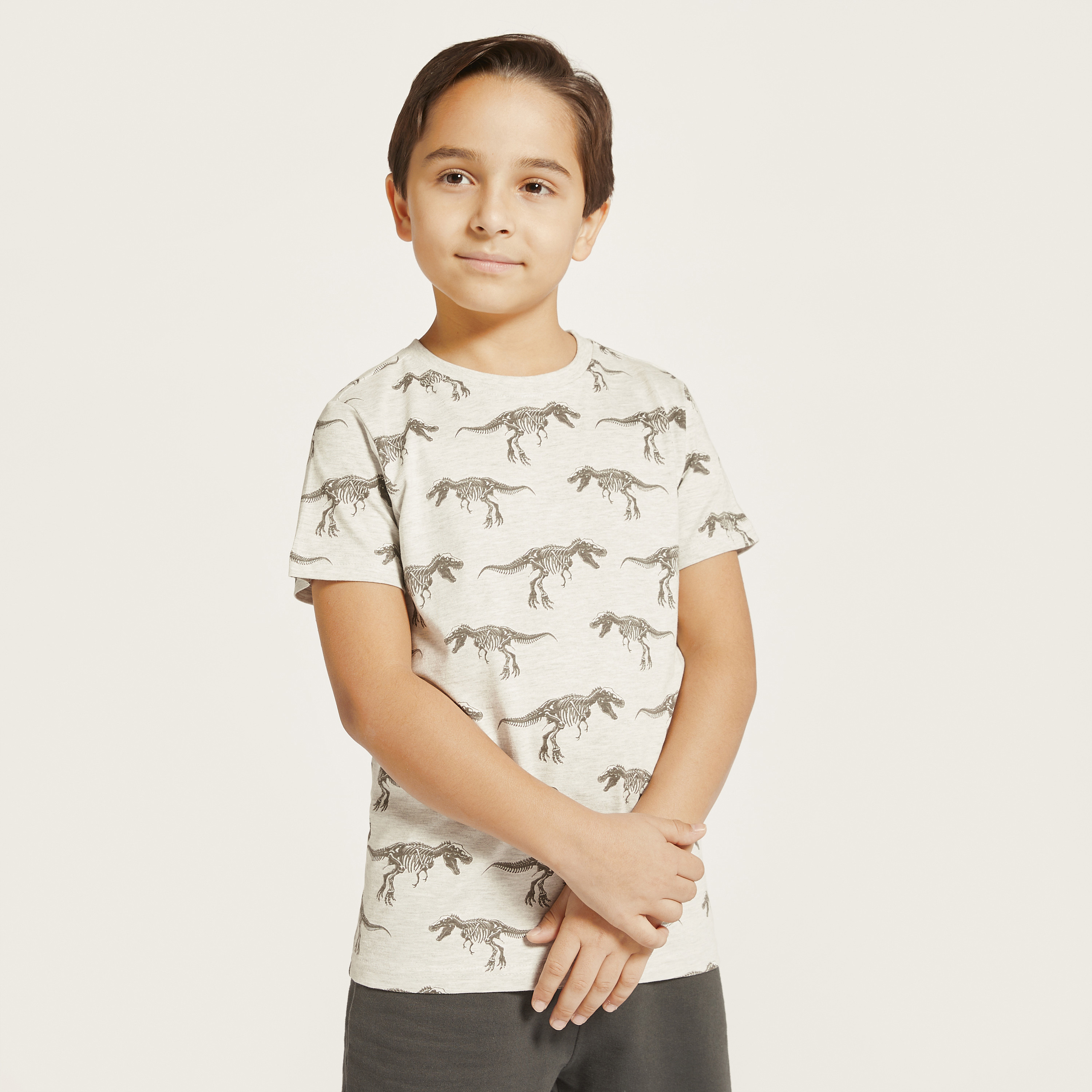 Juniors All-Over Dinosaur Print T-shirt with Short Sleeves and Crew Neck-boys-clothing-tshirtsandpolos-image-1