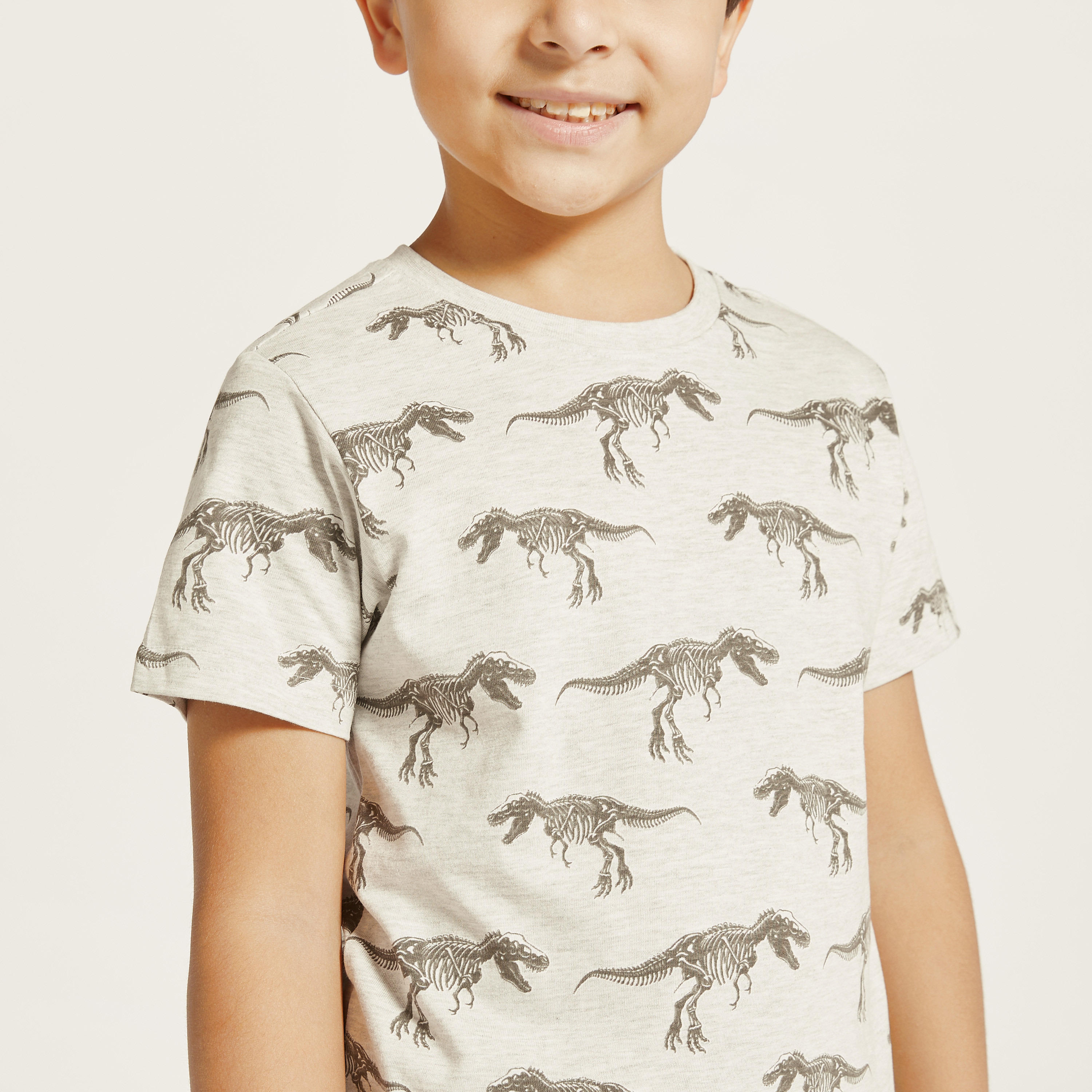 Juniors All-Over Dinosaur Print T-shirt with Short Sleeves and Crew Neck-boys-clothing-tshirtsandpolos-image-3