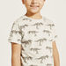 Juniors All-Over Dinosaur Print T-shirt with Short Sleeves and Crew Neck-T Shirts-thumbnailMobile-2