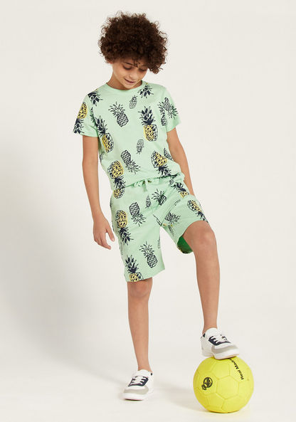 Juniors Pineapple Print T-shirt with Short Sleeves-T Shirts-image-0