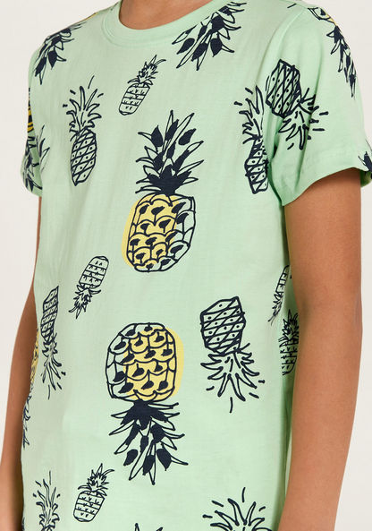Juniors Pineapple Print T-shirt with Short Sleeves-T Shirts-image-1