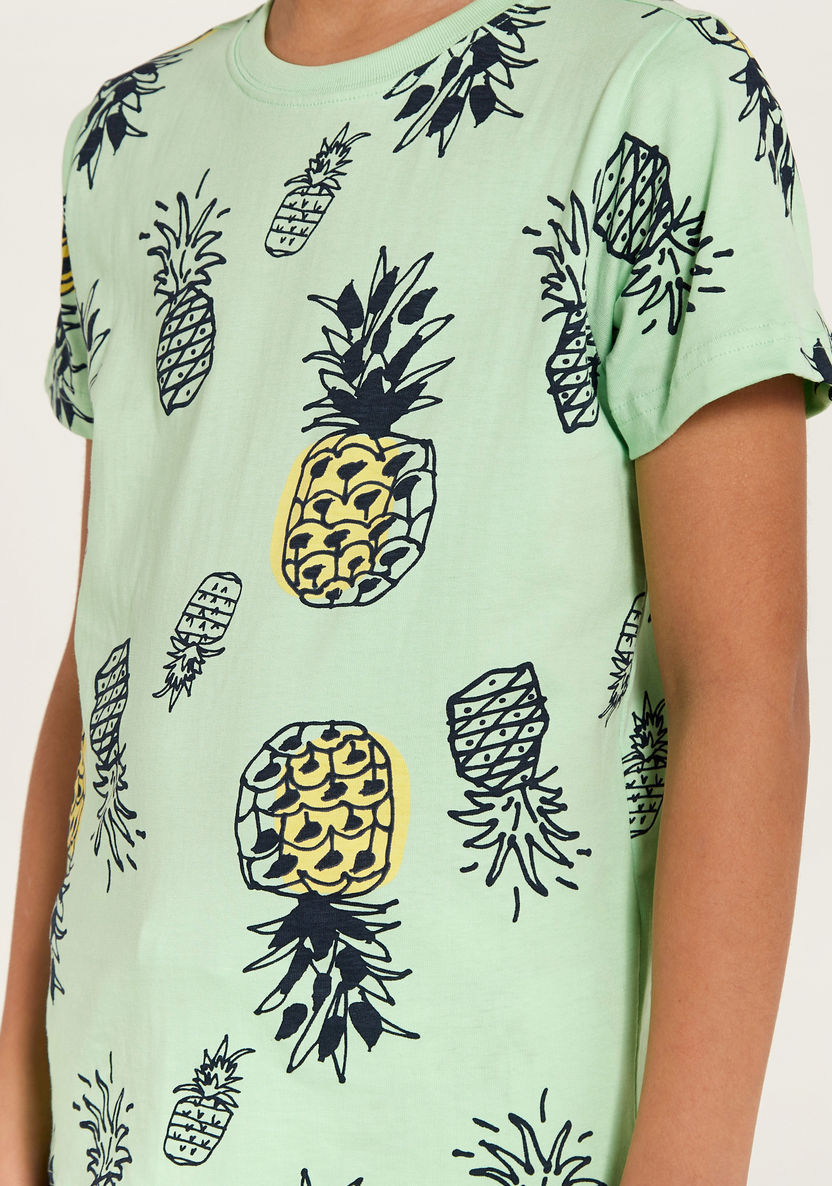 Juniors Pineapple Print T-shirt with Short Sleeves-T Shirts-image-1