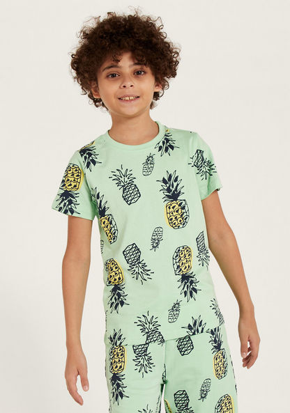 Juniors Pineapple Print T-shirt with Short Sleeves-T Shirts-image-2