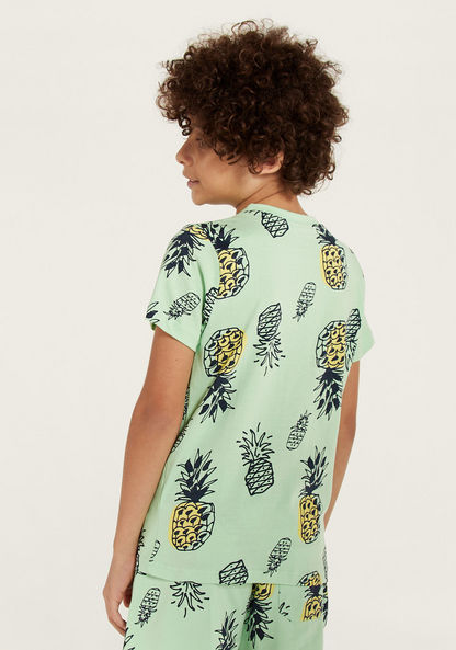 Juniors Pineapple Print T-shirt with Short Sleeves-T Shirts-image-3