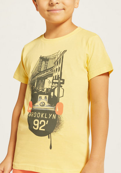Juniors All-Over Graphic Print T-shirt with Short Sleeves and Crew Neck-T Shirts-image-2