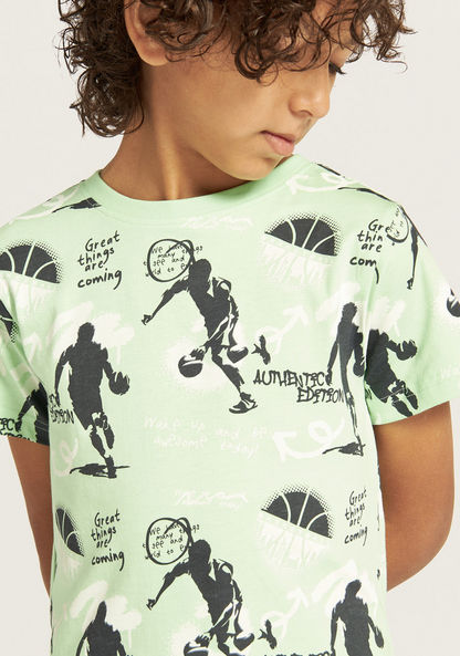 Juniors All-Over Print T-shirt with Crew Neck and Short Sleeves-T Shirts-image-2