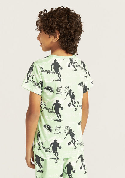 Juniors All-Over Print T-shirt with Crew Neck and Short Sleeves-T Shirts-image-3