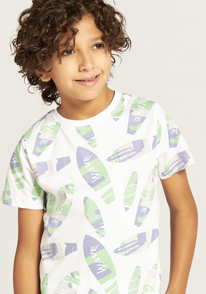 Juniors All-Over Print Crew Neck T-shirt with Short Sleeves-T Shirts-image-2