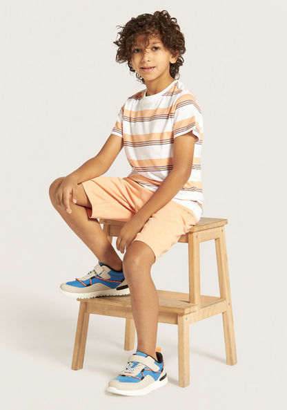 Juniors Striped T-shirt with Crew Neck and Short Sleeves-T Shirts-image-1