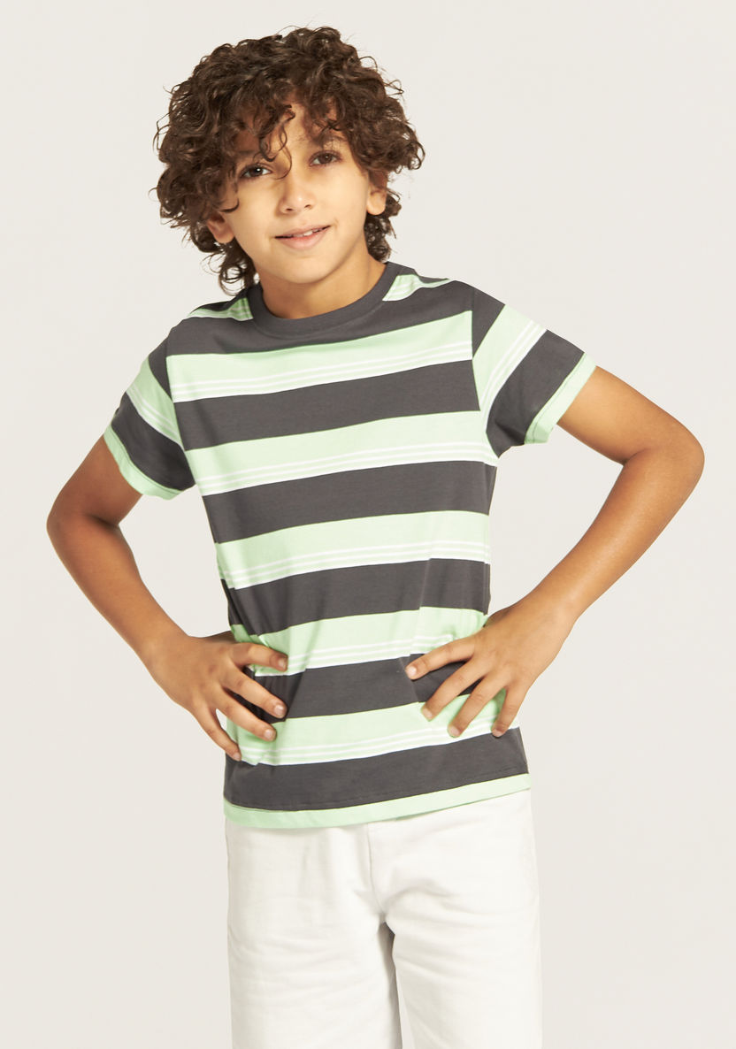 Juniors Striped T-shirt with Crew Neck and Short Sleeves-T Shirts-image-0