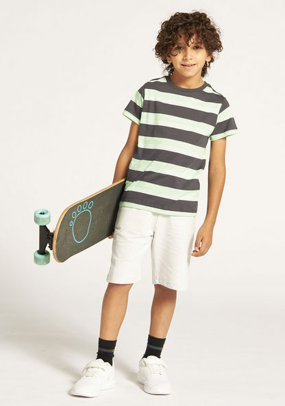 Juniors Striped T-shirt with Crew Neck and Short Sleeves-T Shirts-image-1