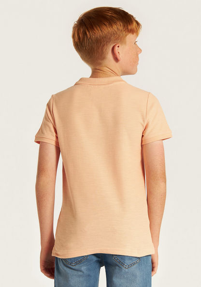Juniors Embroidered Polo T-shirt with Short Sleeves-T Shirts-image-3