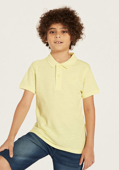 Juniors Solid Polo T-shirt with Short Sleeves-T Shirts-image-0