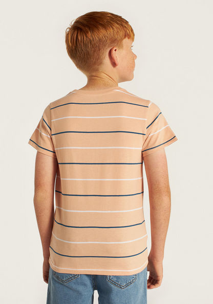 Juniors Striped Crew Neck T-shirt-T Shirts-image-3
