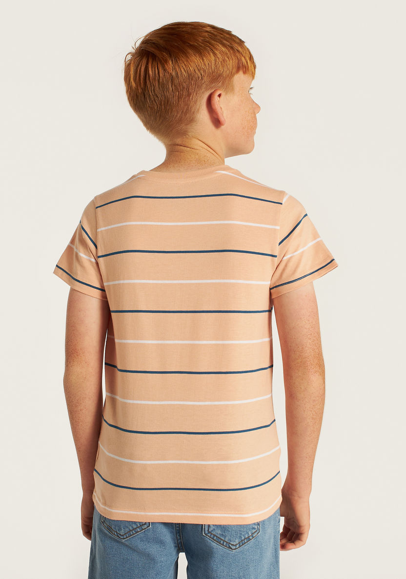 Juniors Striped Crew Neck T-shirt-T Shirts-image-3