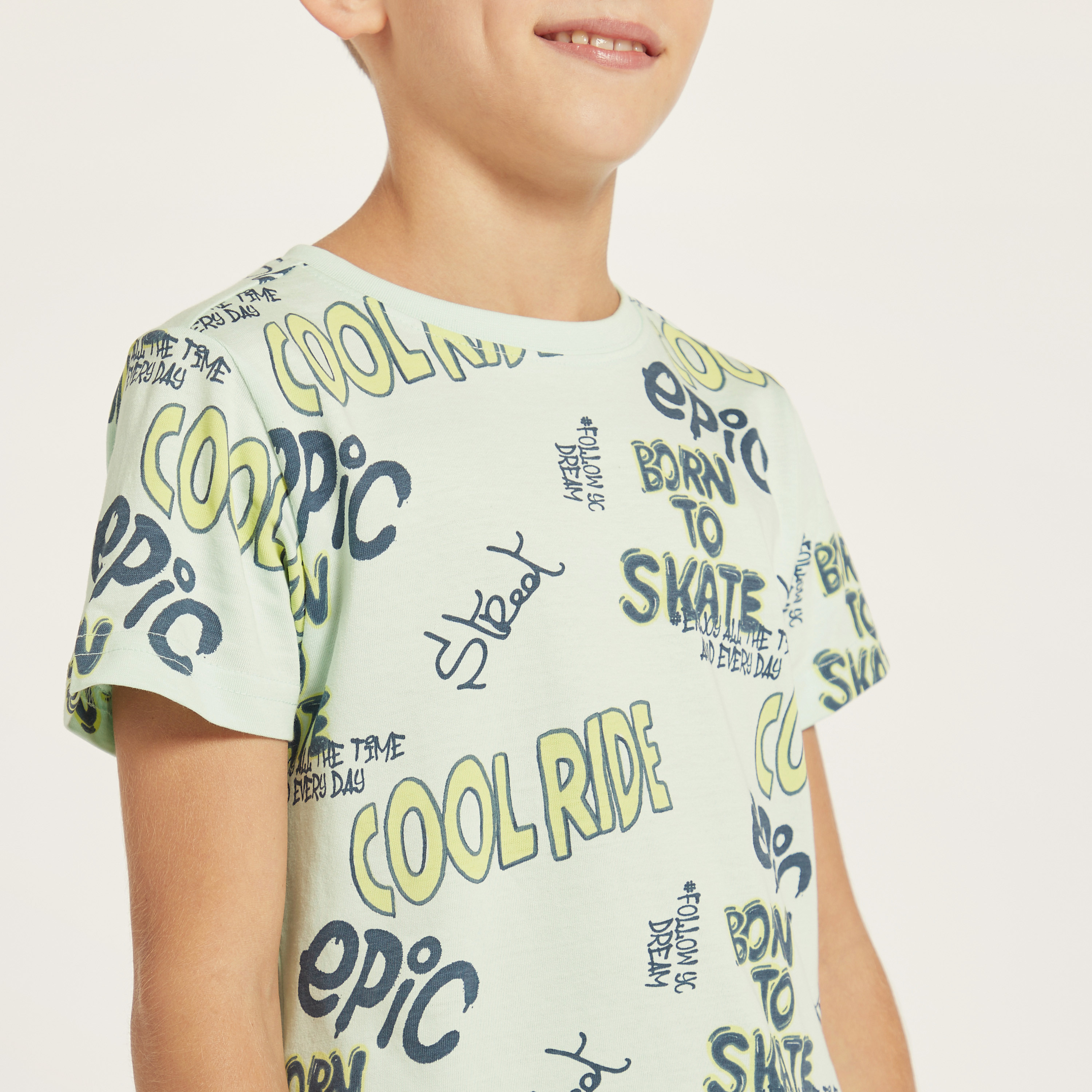 Juniors All-Over Typography Print Crew Neck T-shirt with Short Sleeves-boys-clothing-tshirtsandpolos-image-3