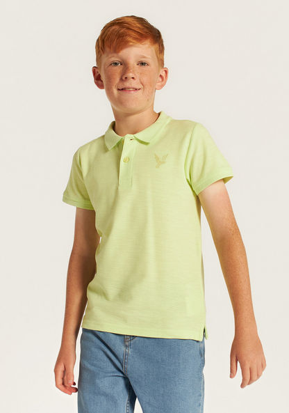 Juniors Embroidered Polo T-shirt with Short Sleeves-T Shirts-image-0