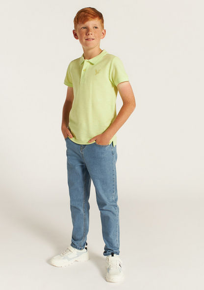 Juniors Embroidered Polo T-shirt with Short Sleeves-T Shirts-image-1