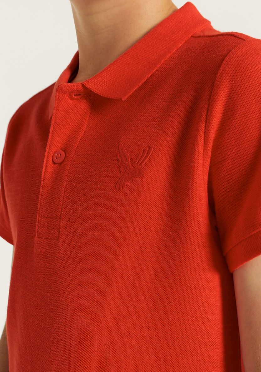 Juniors Embroidered Polo T-shirt with Short Sleeves-T Shirts-image-2