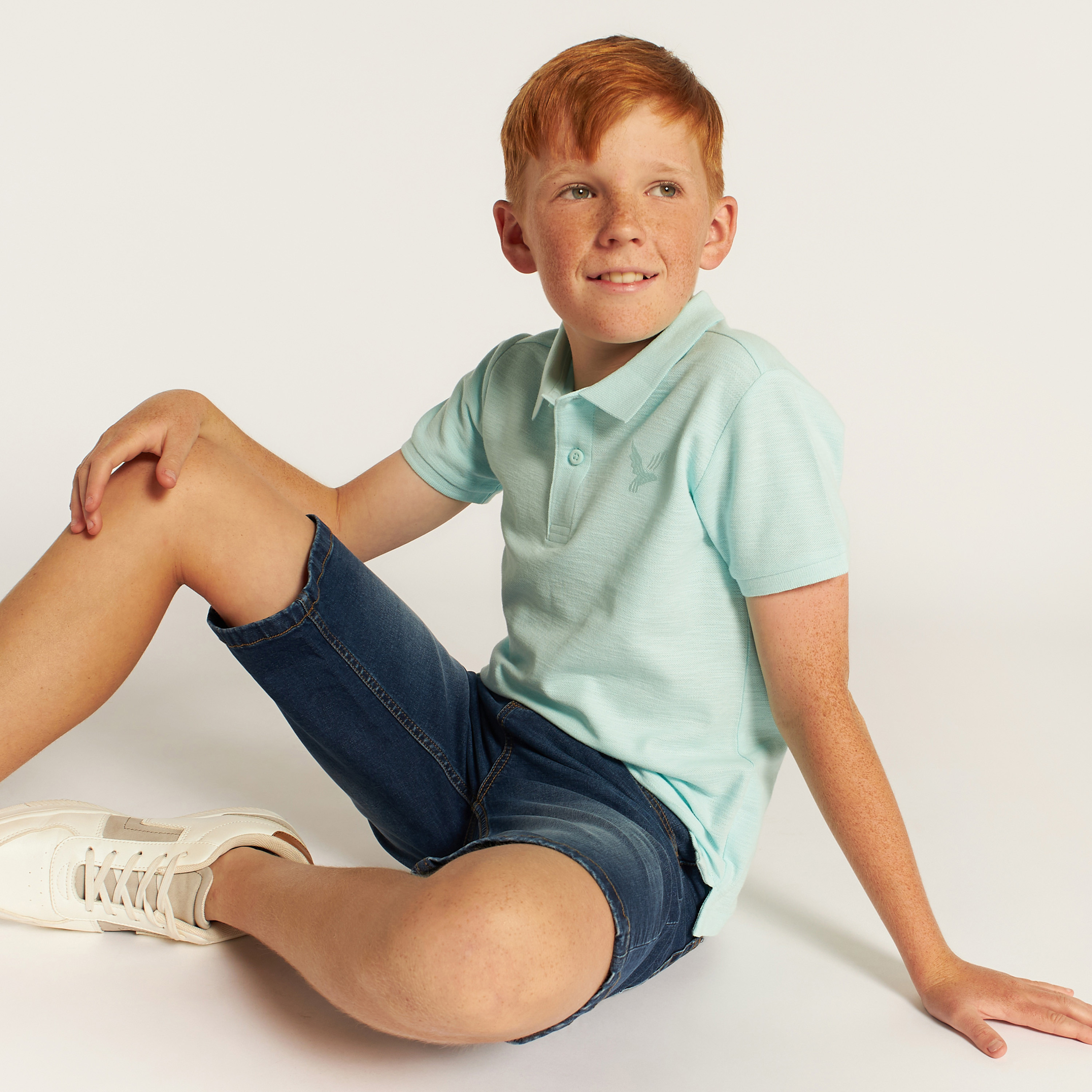 Juniors Embroidered Polo T-shirt with Short Sleeves-boys-clothing-tshirtsandpolos-image-1