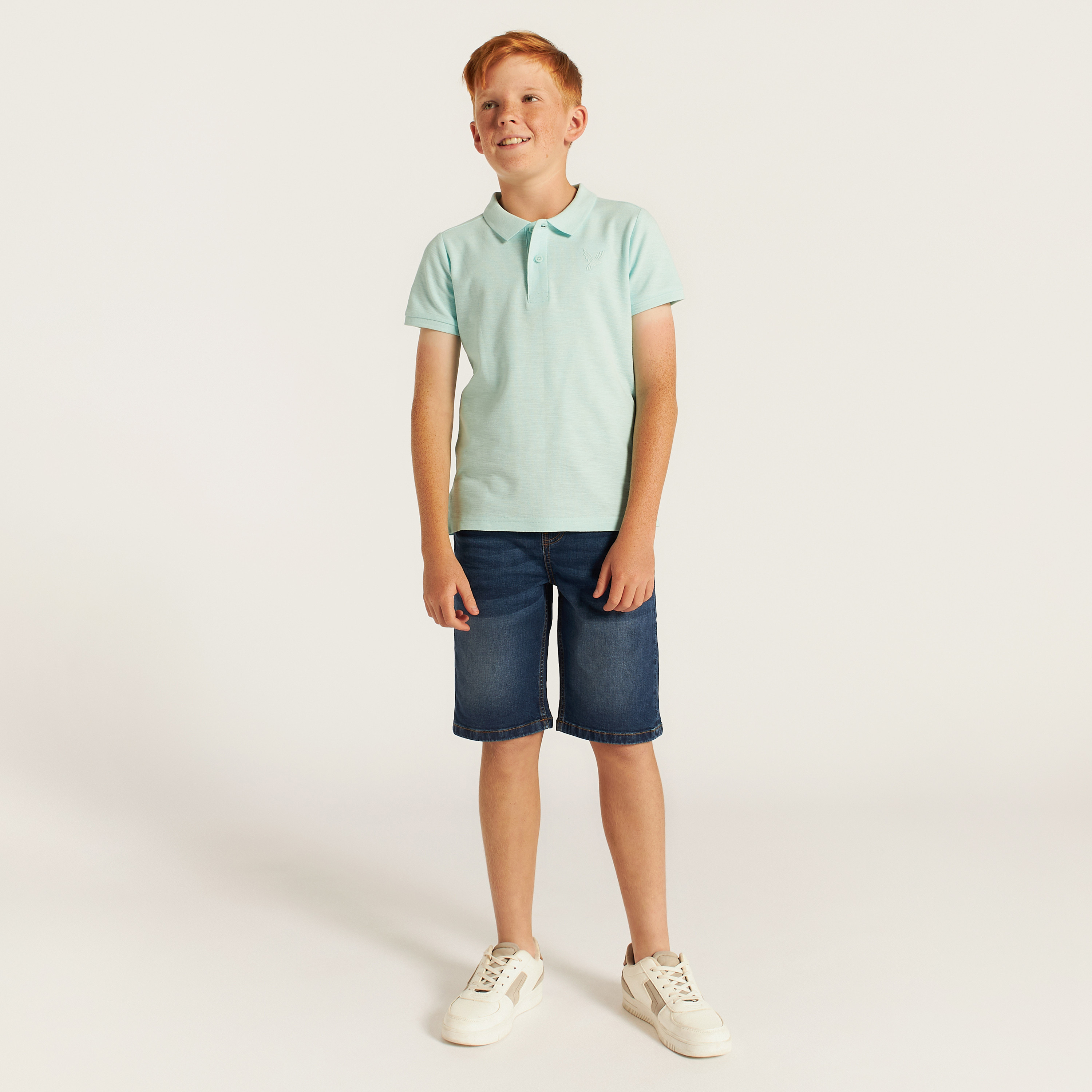 Juniors Embroidered Polo T-shirt with Short Sleeves-boys-clothing-tshirtsandpolos-image-2