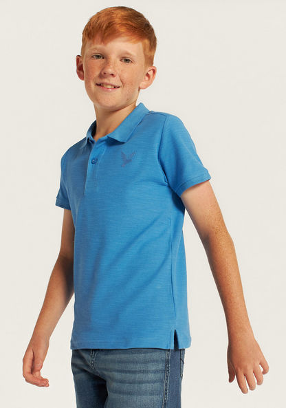 Juniors Embroidered Polo T-shirt with Short Sleeves-T Shirts-image-0