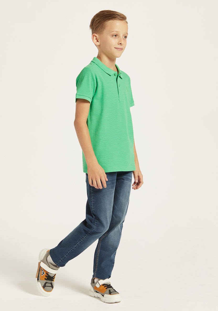 Juniors Solid Polo T-shirt with Short Sleeves-T Shirts-image-1