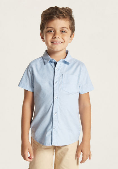 Juniors Solid Shirt with Short Sleeves and Pocket-Shirts-image-0