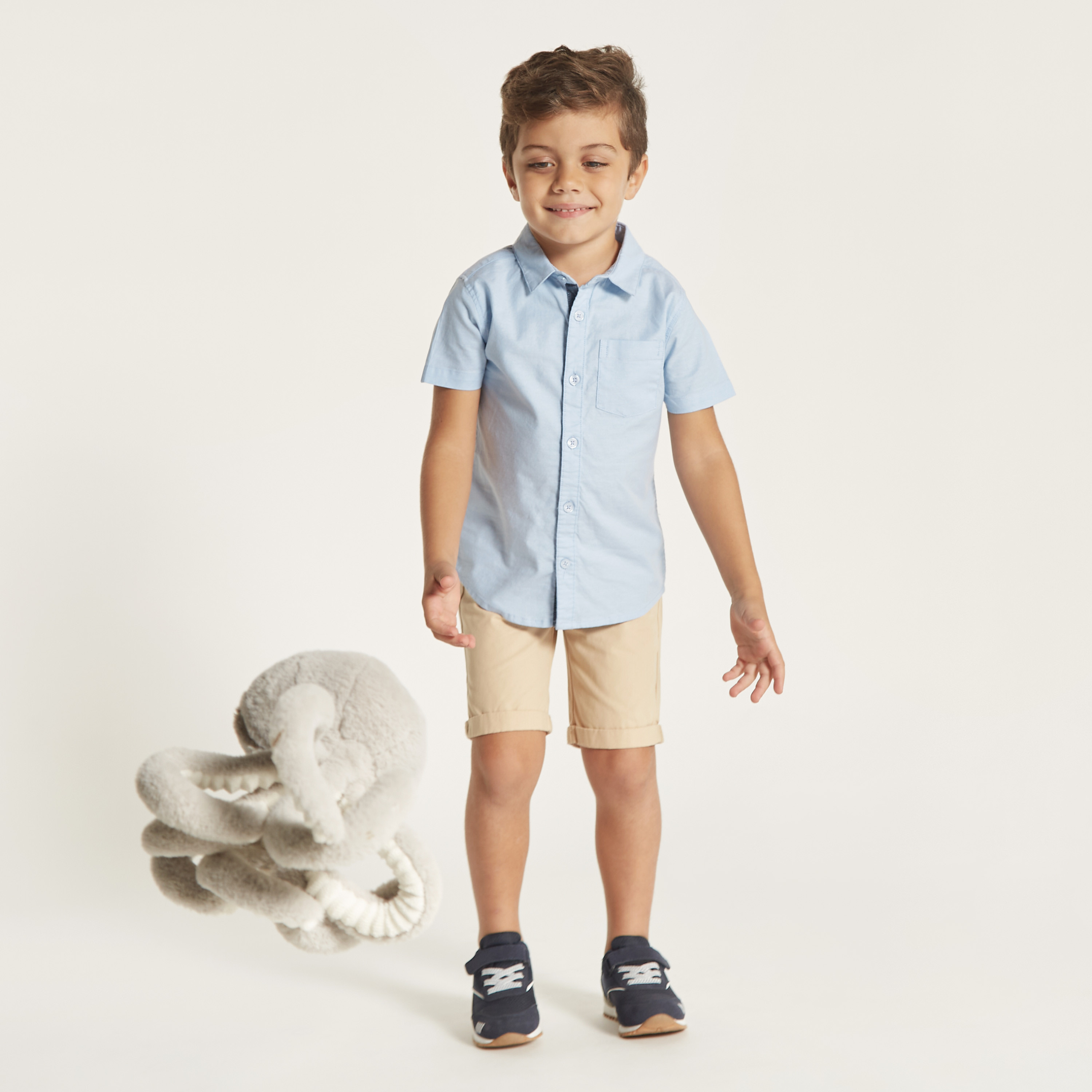 Juniors Solid Shirt with Short Sleeves and Pocket-boys-clothing-shirts-image-2