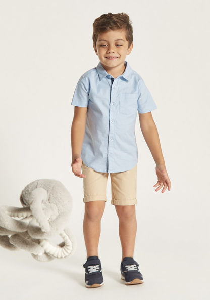 Juniors Solid Shirt with Short Sleeves and Pocket-Shirts-image-1
