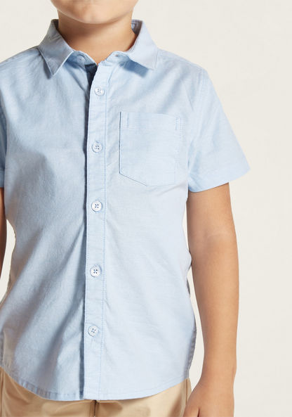 Juniors Solid Shirt with Short Sleeves and Pocket-Shirts-image-2