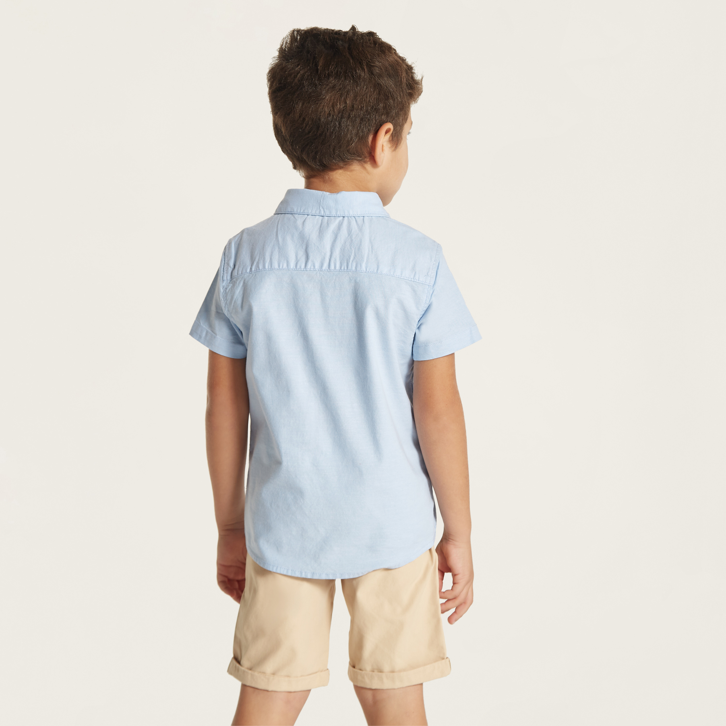 Juniors Solid Shirt with Short Sleeves and Pocket-boys-clothing-shirts-image-4