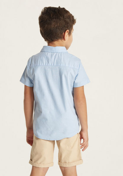 Juniors Solid Shirt with Short Sleeves and Pocket-Shirts-image-3