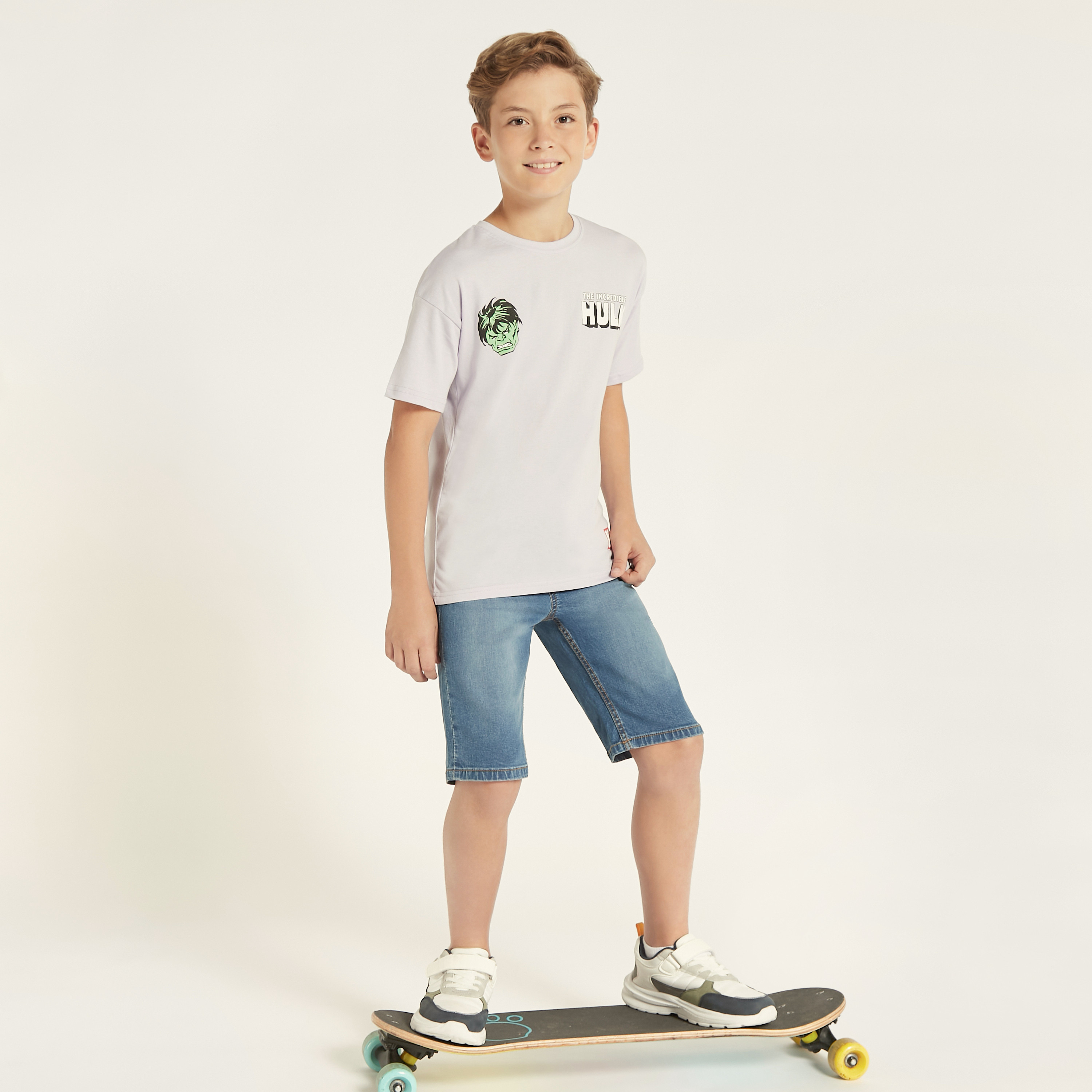 Juniors Solid Denim Shorts with Drawstring Closure and Pockets-boys-clothing-bottoms-shorts-image-1