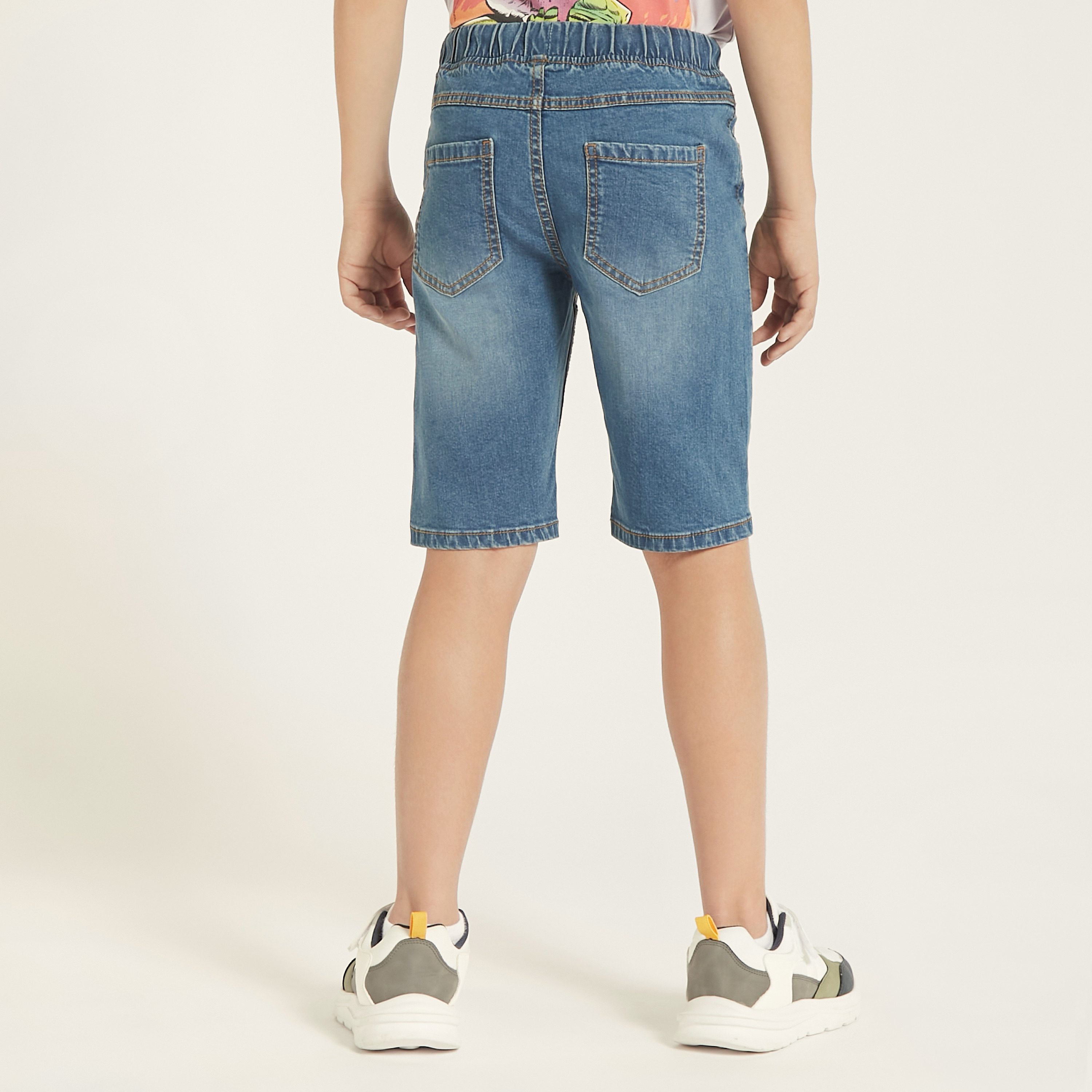Juniors Solid Denim Shorts with Drawstring Closure and Pockets-boys-clothing-bottoms-shorts-image-4