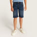 Juniors Solid Denim Shorts with Button Closure and Pockets-Shorts-thumbnailMobile-0