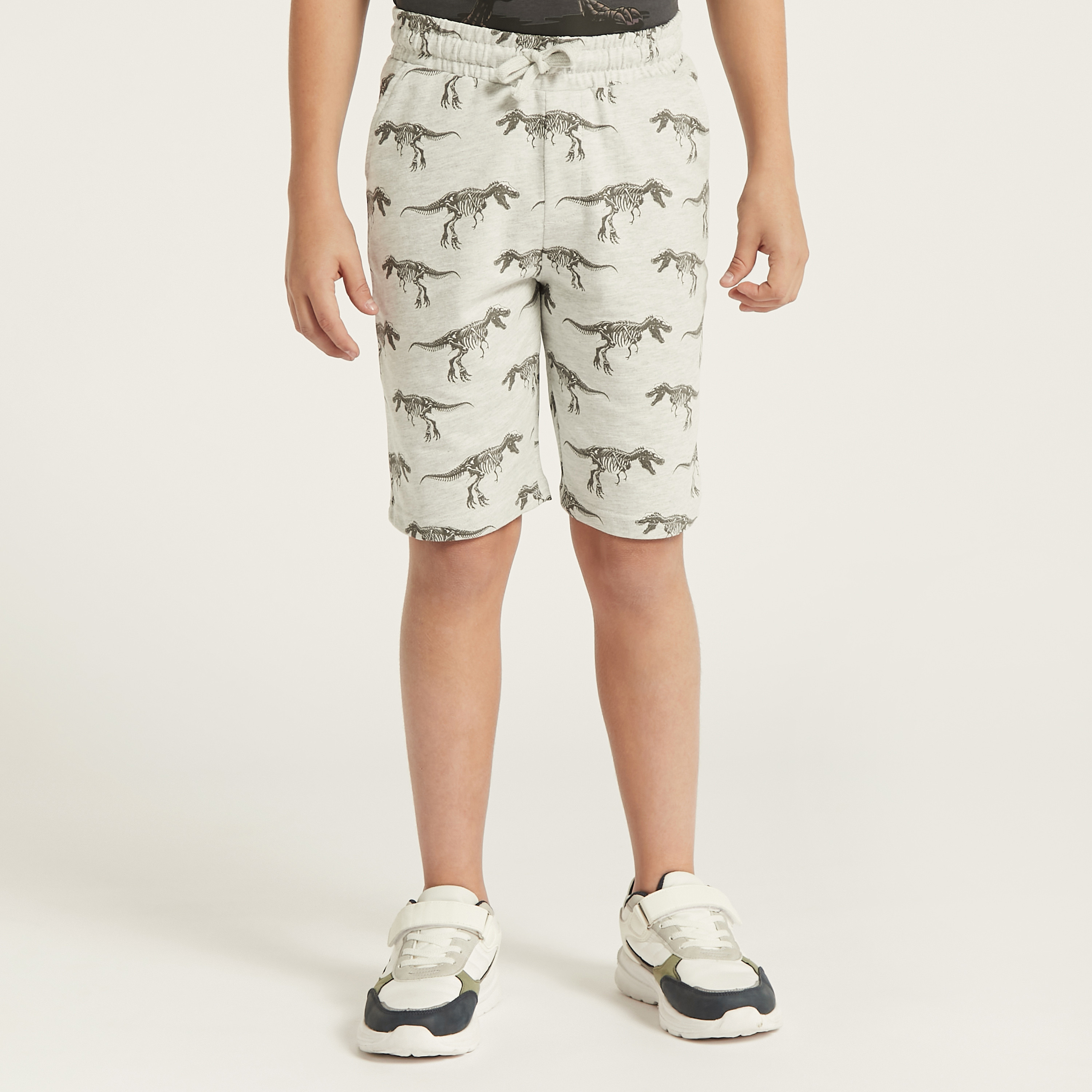 Juniors Dinosaur Print Shorts with Drawstring Closure and Pockets-boys-clothing-bottoms-shorts-image-2