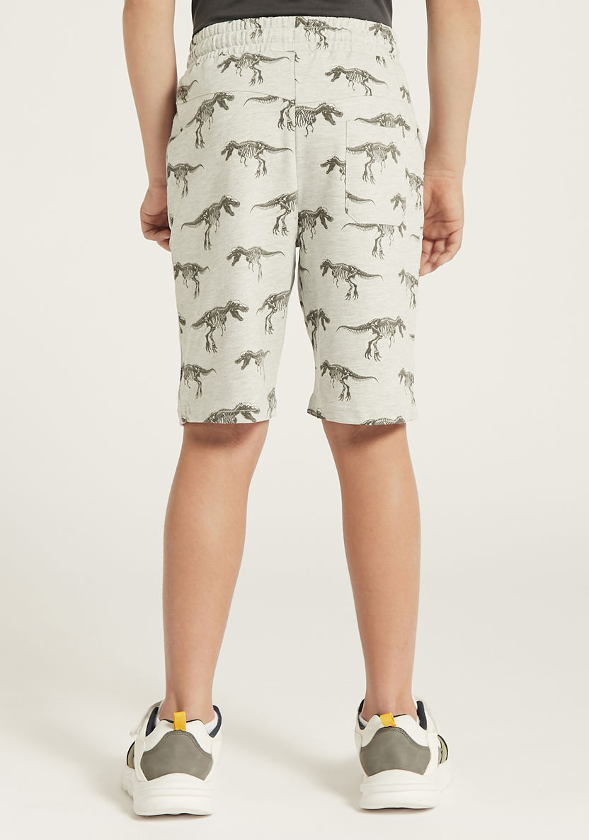 Juniors Dinosaur Print Shorts with Drawstring Closure and Pockets-Shorts-image-3