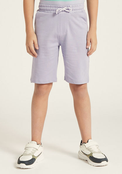 Juniors Solid Shorts with Drawstring Closure and Pockets-Shorts-image-0