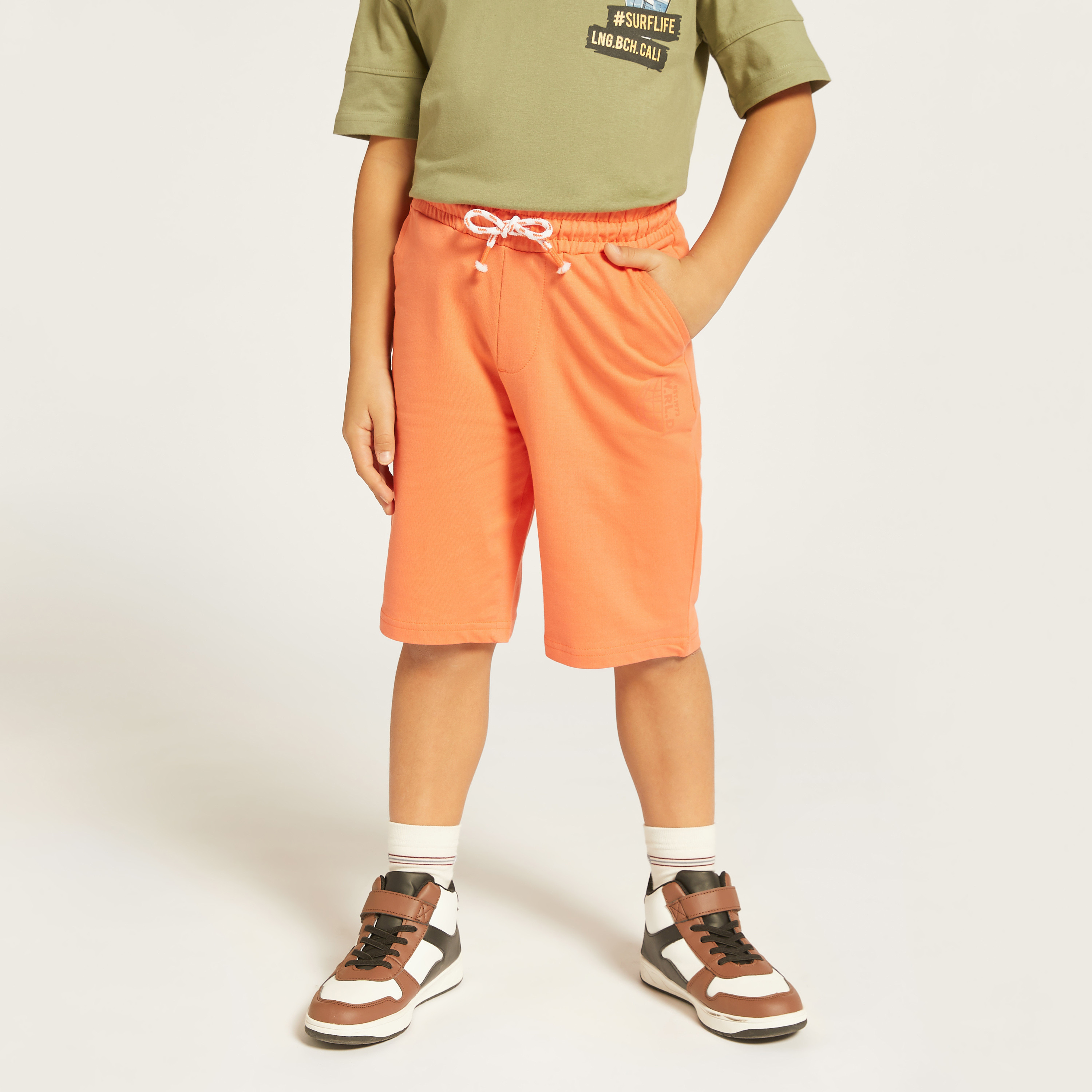 Juniors Solid Shorts with Drawstring Closure-boys-clothing-bottoms-shorts-image-2