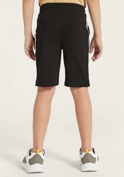 Juniors Solid Shorts with Tape Detail and Drawstring Closure-Shorts-image-3