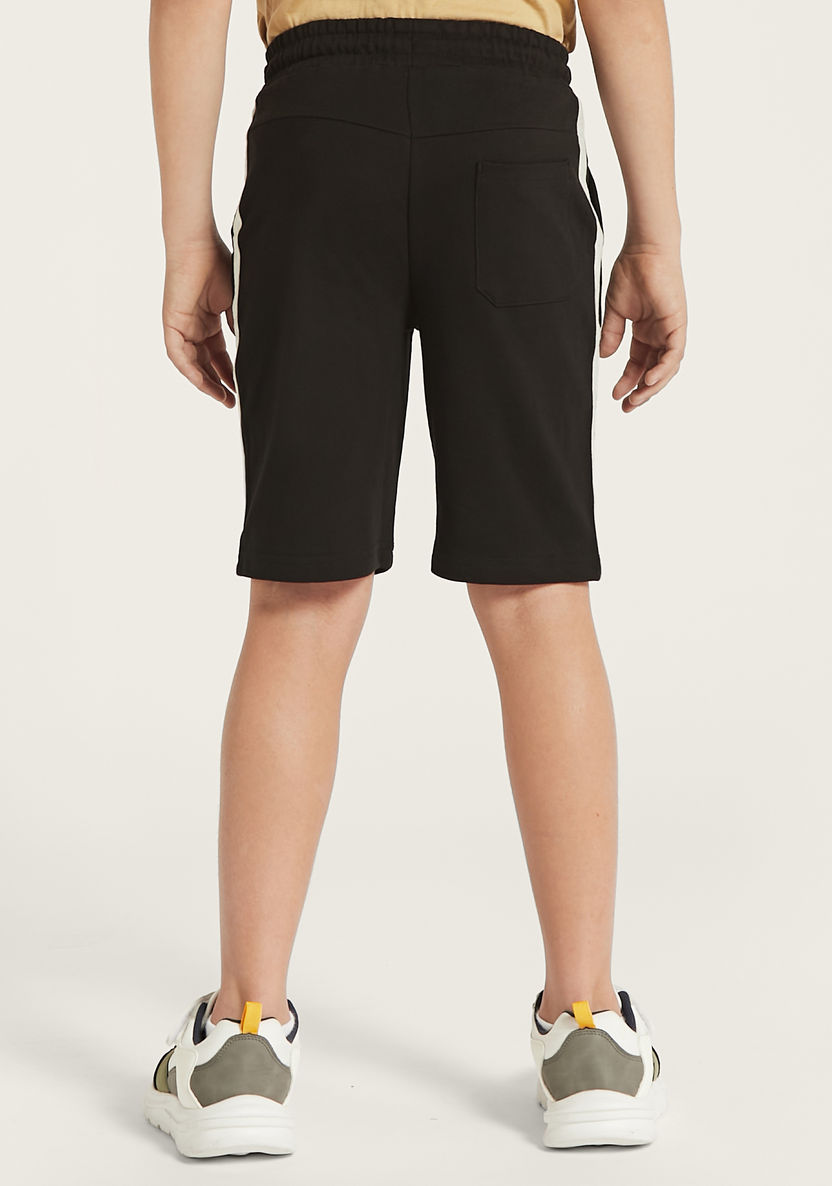 Juniors Solid Shorts with Tape Detail and Drawstring Closure-Shorts-image-3