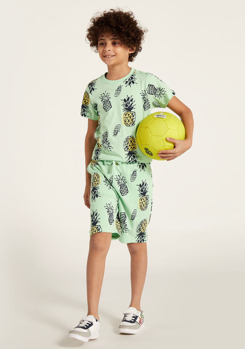 Juniors All-Over Pineapple Print Shorts with Pockets and Drawstring Closure-Shorts-image-0