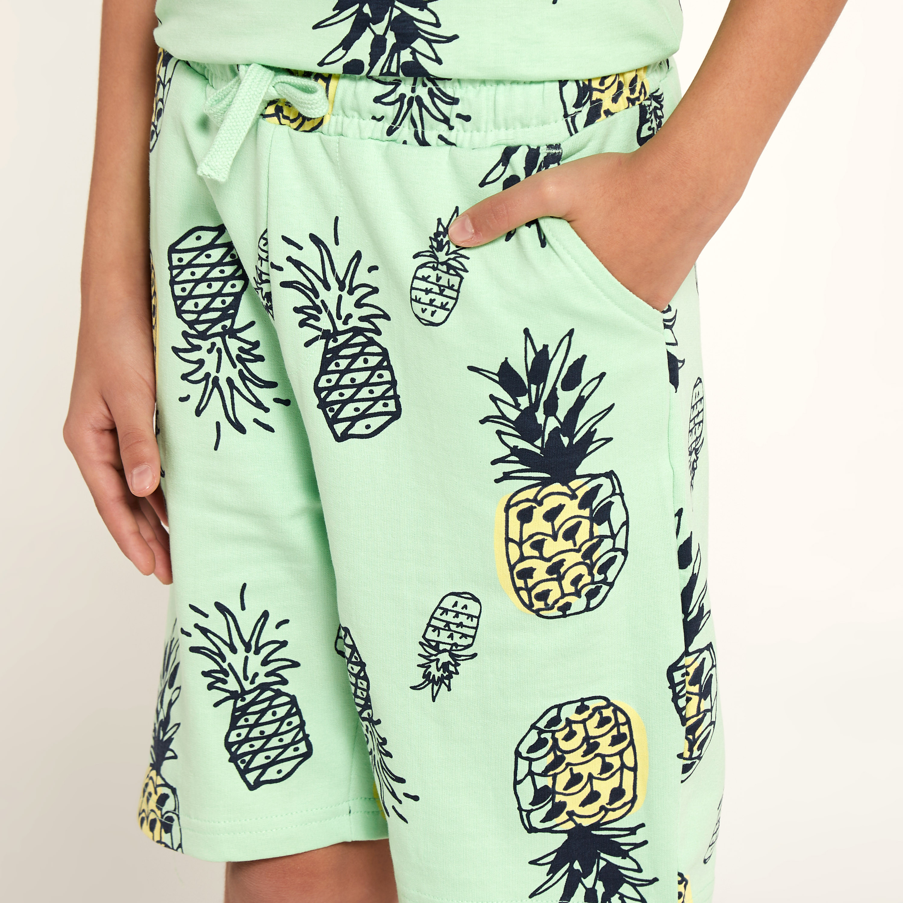 Juniors All-Over Pineapple Print Shorts with Pockets and Drawstring Closure-boys-clothing-bottoms-shorts-image-2