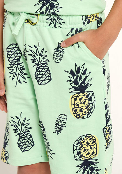 Juniors All-Over Pineapple Print Shorts with Pockets and Drawstring Closure-Shorts-image-1